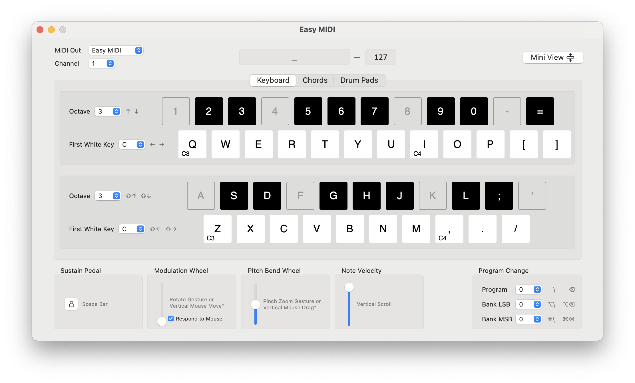 Easy MIDI Keyboard Tab